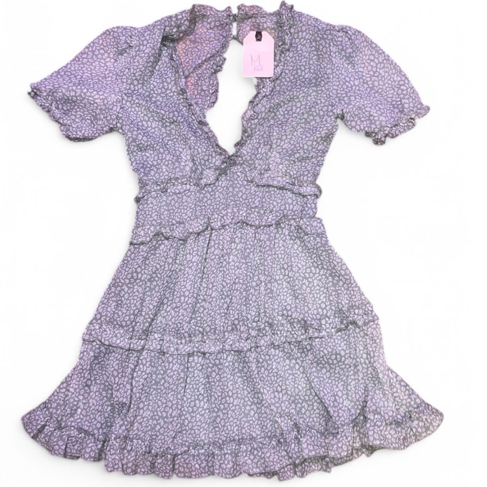 green ruffle v-neck short sleeve dress NWT